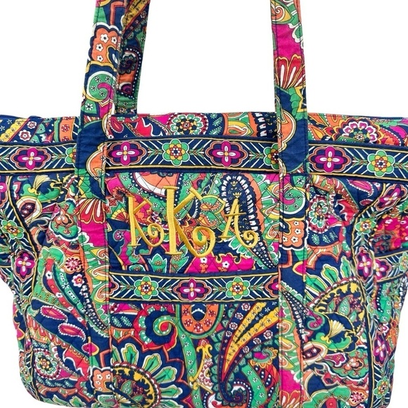 Vera Bradley large duffle bag overnight carry-on shoulder travel weekender zip - Picture 9 of 15